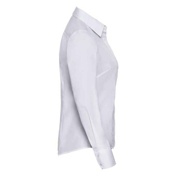 Russell Collection Womens/Ladies Poplin Fitted Long-Sleeved Formal Shirt / White - Picture 3 of 3